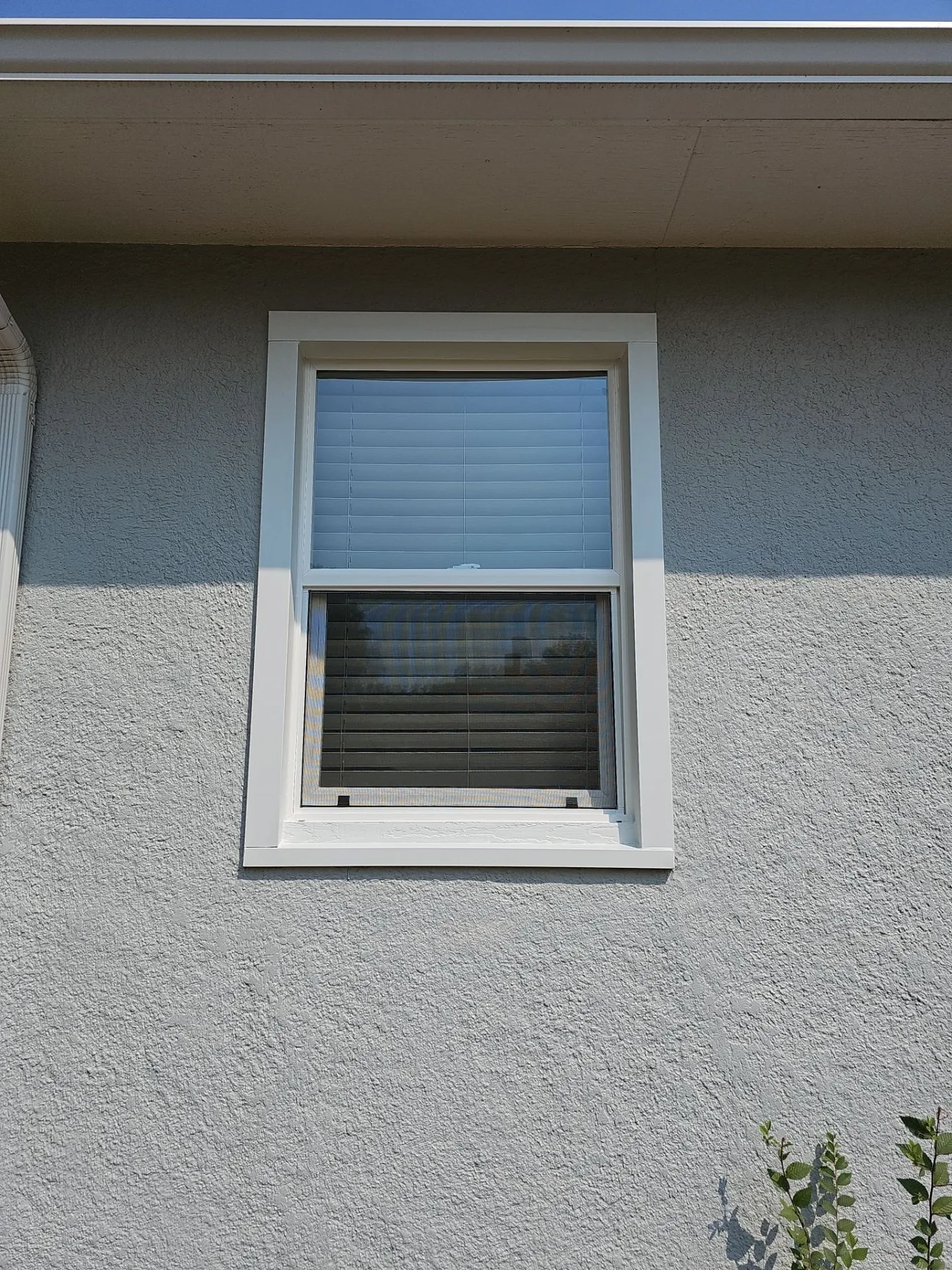 Replacement window with clean new exterior trim