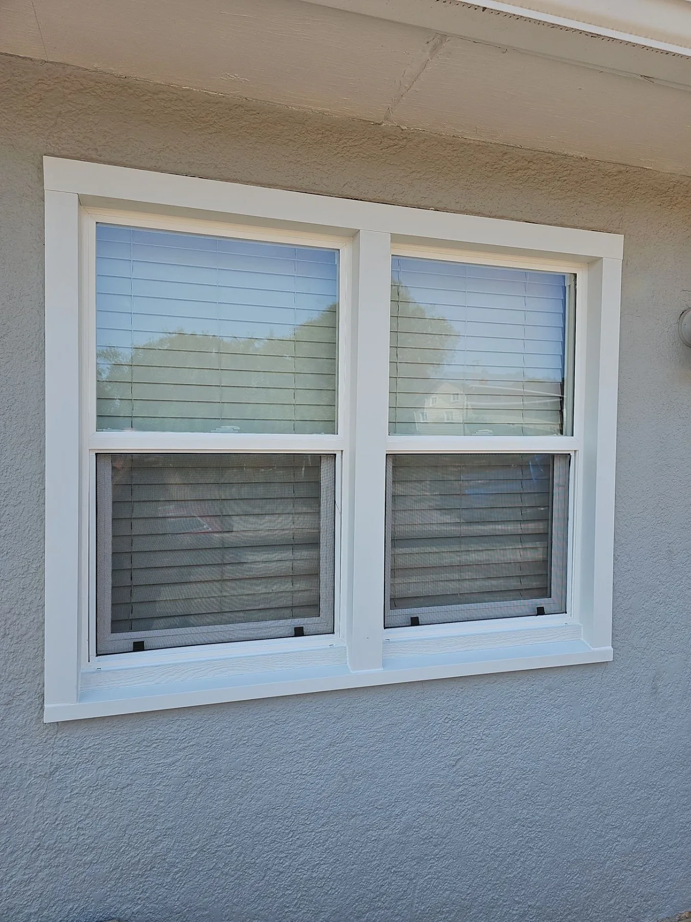 Finished double replacement windows installed by Golden Ridge Exteriors